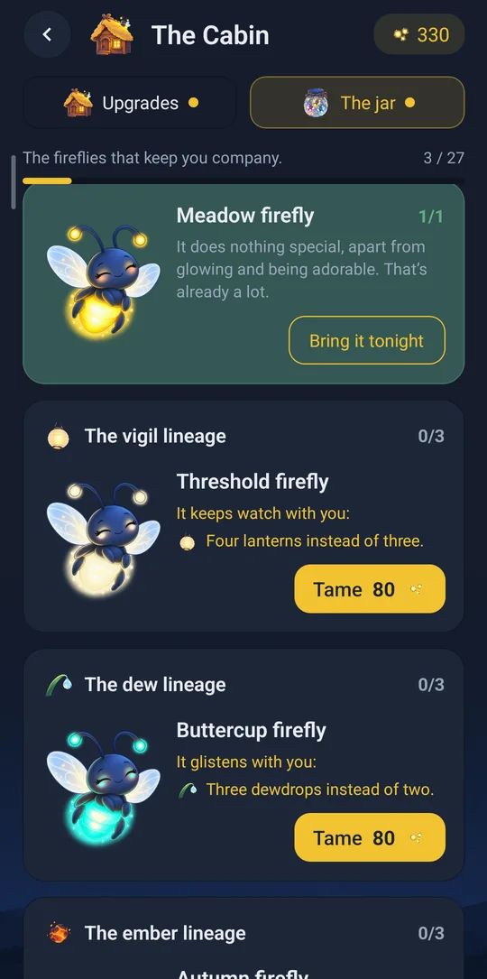 The jar and its firefly lineages.